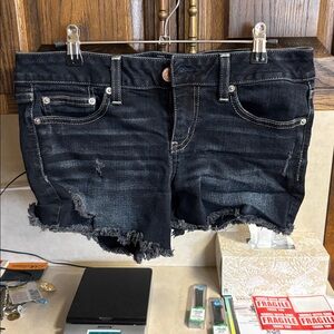 American Eagle Outfitters Faded Blue Distressed Denim Cutoff Shorts size 10